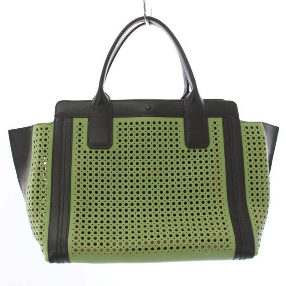 Chloe Handbags - Chloe Allison Perforated Leather Tote Bag Handbag Green Black